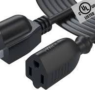 12Ft Power Extension Cord Cable Extender - 18AWG NEMA 5-15P to 5-15R Strip  Liberator Charger Outlet Saver Extra Long 12FT