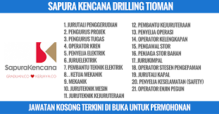 Komen saya mahu untuk dapatkan feedback admin dan share kepada rakan lain sekiranya berminat dengan jawatan ini. Jawatan Kosong Terkini Sapurakencana Drilling Tioman Sdn Bhd Kerja Kosong Kerajaan Swasta