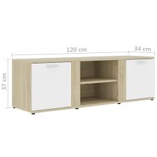37 x 37 x 142,5 cm (b x t x h) Huberxxl Tv Schrank Weiss Sonoma Eiche 120 X 34 X 37 Cm Spanplatte Huberxxl Shopping
