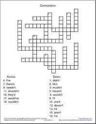Crossword Contractions Word Puzzles Writing Forms Crossword Puzzles