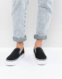Black And Grey Slip On Vans Junior Vans Platform Slip On Sneakers In Black And White Platform Slip On Sneakers Slip On Sneakers