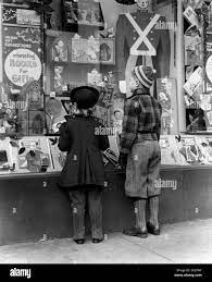 1930s 1940s Boy Girl Looking In Toy Store Window Stock Photo Alamy