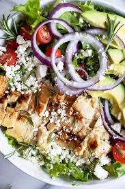 Honey, dijon mustard, olive oil, garlic, salt, pepper, boneless, skinless chicken thighs, bacon, romaine lettuce, cherry tomatoes, red onion, avocado. Honey Mustard Chicken Salad The Recipe Critic