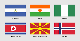 That is not the macedonian flag! Set Flag Of Nicaragua Niger Nigeria North Africa North Macedonia Norway 2046039 Vector Art At Vecteezy