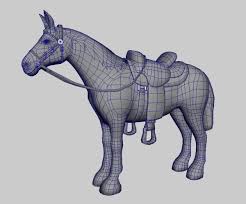 Maya Polygonal Mule Horse Character Design Animal Drawings 3d Model Character