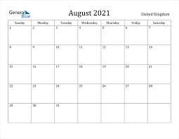 Check spelling or type a new query. United Kingdom August 2021 Calendar With Holidays