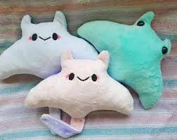 Adorable Pastel Sting Ray Plush Handmade Kawaii Ocean Inspired Stuffed Collectible Toy Kawaii Toys Kawaii Plush Plush Animals