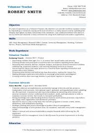 volunteer teacher resume samples