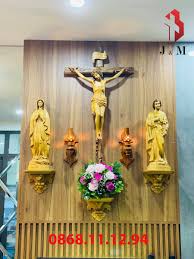 Bộ bàn thờ Công Giáo Gỗ Pơ-mu đủ kích thước