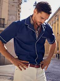 Piped Pyjama Shirt Modern Fit Le 31 Shop Men S Solid Shirts Online Simons Shirts Hype Clothing Mens Outfits