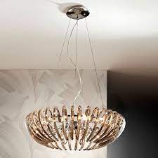 Diameter 26 inches x 46 inches high. Beadle Crome Interiors Temple Champagne Suspened Ceiling Light Ceiling Lights Beadle Crome Interiors