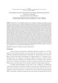 Using our guide with examples, you can write a good article critique essay and you get a perfect mark! Pdf A Sociological Critique Of Information Technology Rethinking The Role Of Teacher In E Learning Saeid Zarghami Hamrah Academia Edu