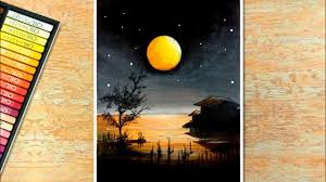 How To Draw Moonlight Scenery Easy Oil Pastel Drawing For Beginners Step By Step 46 Youtube Full moon reflection over the sea.