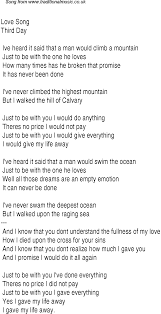 The ratings on this page are based solely on the lyrics of the songs we have rated, not the music. Love Song By Third Day Christian Song Quotes Christian Song Lyrics Worship Lyrics