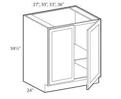 The width of a standard base cabinet will come in multiples of threes between 9 inches and 42 inches. Shaker White 27 Full Height Door Base Cabinet