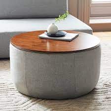 Although it is not completely round, this ottoman has no sharp edges that might hurt or injure anyone accidentally bumping into them. Upholstered Round Storage Ottoman Round Storage Ottoman Large Storage Ottoman Storage Ottoman