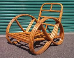 1950 S Vintage Bamboo Rattan Tiki Pretzel Chair Art Deco Paul Frankl Style Art Chair Beach Style Furniture Bamboo Outdoor