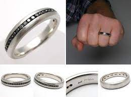 Mens Black Diamond Brushed Platinum Wedding Band Ring Eragem Mens Wedding Rings Black Wedding Rings Black Engagement Ring