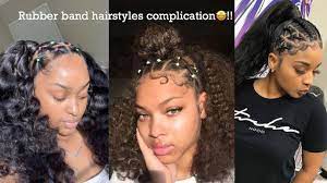 Rubberband ponytail / bun tutorial on natural hair rubber band hairstyles pinterest inspired hairstyle: Rubberband Hairstyles Compilation Pt 1 Youtube