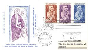 Colegio santa caterina da siena. Filatelia Fdc Vaticano 1962 Santa Caterina Da Siena Raccomandata Viaggiata