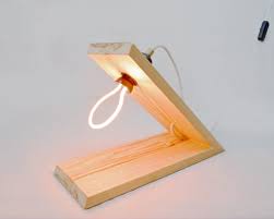 Angled Pinewood Table Lamp - Etsy UK