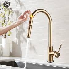 pull out sensor kitchen faucet brushed