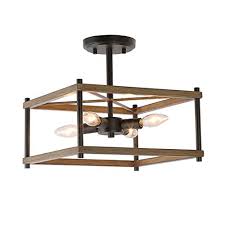 Kitchen ceiling light fixtures flush mount. Ksana Semi Flush Mount Ceiling Light Farmhouse Light Fixtures Ceiling With Faux Wood Finish For Kitchen Dining Room Farmhouse Goals