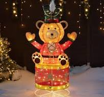 Amazon.com: Sunjoy 57 Inch Christmas Lighted Drumming Bear ...