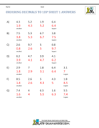 Ordering Decimals To 1dp Sheet 1 Answers In 2020 Math Worksheets Ordering Decimals Printable Math Worksheets