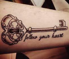 Rose flower and piano tattoo. 144 Ingenious Key Tattoos