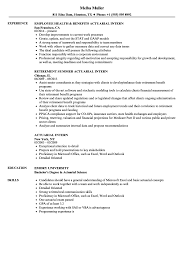 actuarial intern resume samples