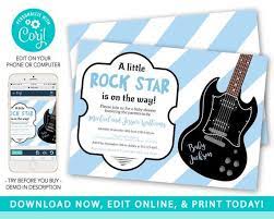 Rock Star Baby Shower Invitation Rock A Bye Baby Theme Etsy Star Baby Shower Invitations Star Baby Showers Rock Star Baby Shower Invitations