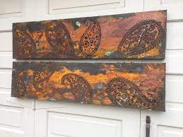 Industrial Paisley Canvas Using Modern Masters Metal Effects Iron Paint And Rust Activator By Kb Designs Patina Art Diy Painting Decorative Painting