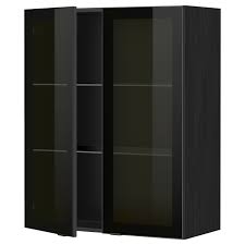 Buydirect.com has been visited by 100k+ users in the past month Metod Black Jutis Smoked Glass Wall Cabinet W Shelves 2 Glass Drs 80x100 Cm Ikea
