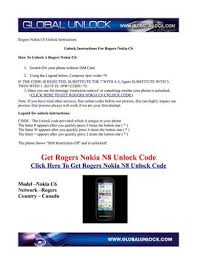Press # at the end to confirm the code 5. Calameo Rogers Nokia C6 Unlock Solution