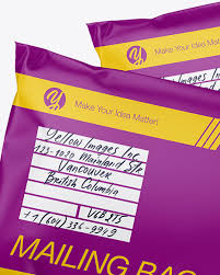 Two Matte Mailing Bags Mockup Front View In Bag Sack Mockups On Yellow Images Object Mockups