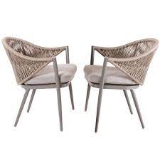 Aluminum Woven Rope Outdoor Furniture Dining Chair With Beige Cushions Set Of 2 Ebay In 2021 Furniture Dining Chairs Patio Dining Chairs Outdoor Dining Chairs