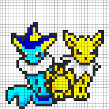 Jolteon And Vaporeon Kandi Pattern Pokemon Cross Stitch Pixel Art Pokemon Pokemon Bead