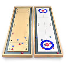 Amazon Com Gosports Shuffleboard And Curling 2 In 1 Table Top Board Game With 8 Rollers Great For Family Fun Top Board Games Shuffleboard Wooden Board Games