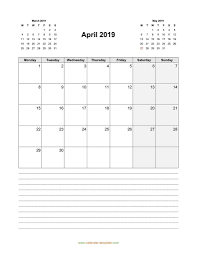 2019 April Calendar Vertical 2019 Calendar Calendar Vertical Calendar