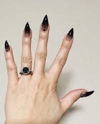 Pointy Black Acrylic Nail Ideas Pointy Black Ombre Nails Goth Nails Black Ombre Nails Witch Nails