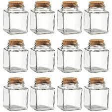 Glass apothecary jar set of 3 candy buffet jar with lids decorative wedding centerpiece, bathroom organizer canister. Clear Glass Bottles With Cork Lids 12 Pack Of Small Transparent Squared Jars With Stoppers For Vintage Wedding Decoration Diy Home Party Favors 100 Ml Walmart Com Walmart Com