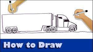 How To Draw A Trailer Truck - Youtube