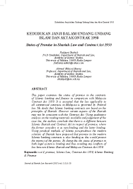 Pdf Kedudukan Janji Dalam Undang Undang Islam Dan Akta Kontrak 1950 Journal Of Shariah Law Research Um And Ahmad Buang Academia Edu