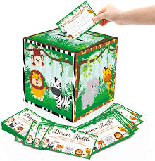 Create a baby shower invitation that stands out by selecting colors, fonts and images to match the theme of your newborn's special day! Amazon Com 51pcs Safari Baby Shower Card Box Holder And Advice Cards Diaper Raffle Ticket For Safari Jungle Zoo Animals Themed Baby Shower Party Decorations Supplies Home Kitchen