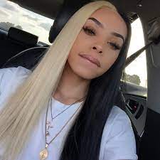 Peruvian Hair Half Blond And Half Black Color Straight Lace Front Wig Lux Hair Shop Two Color Hair Half Colored Hair Split Dyed Hair
