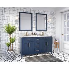 Corner vanity double vessel sinks traditional bathroom newark a breathtaking arrangement of a bathroom with a corner sink unit for two people. Bathroom Vanities 60 Ove Decors Midnight Blue Tahoe 60 Double Sink Vanity With Cultured Marble Top And Mirrors Kitchen Bath Fixtures