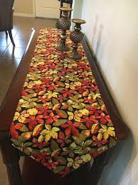 Thanksgiving Table Runner Reversible Autumn Table Decor Fall Leaves Table Runner Holiday Ta Holiday Table Decorations Handmade Table Runner Fall Table Decor