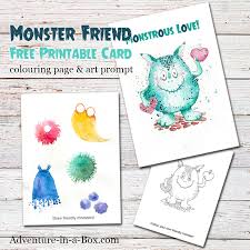 Download fun valentine coloring pages from hallmark artists. Friendly Monster Free Printable Card Colouring Page Drawing Prompt Adventure In A Box