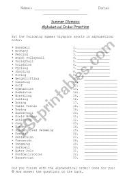 Free reading worksheets from k5 … Summer Olympics Alphabetical Order Esl Worksheet By Saraworth44
